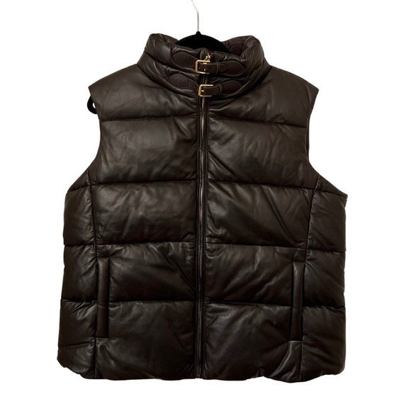 Ralph Lauren Women's Quilted Leather Puffer Vest - Picture 4 of 10